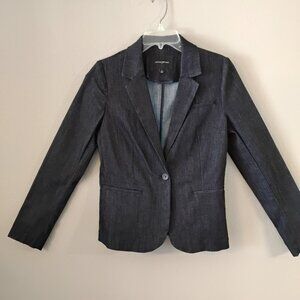 Banana republic , cotton blend denim blazer , single button tailored jacket, s-6